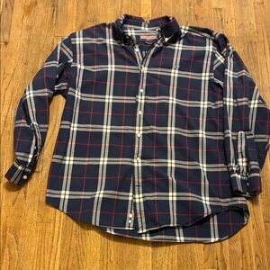Vineyard Vines Classic Whale Shirt Blue and Red Plaid Large